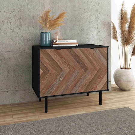 Manhattan Comfort Liam Accent Cabinet in Black and Brown Wood AC-310AMC248
